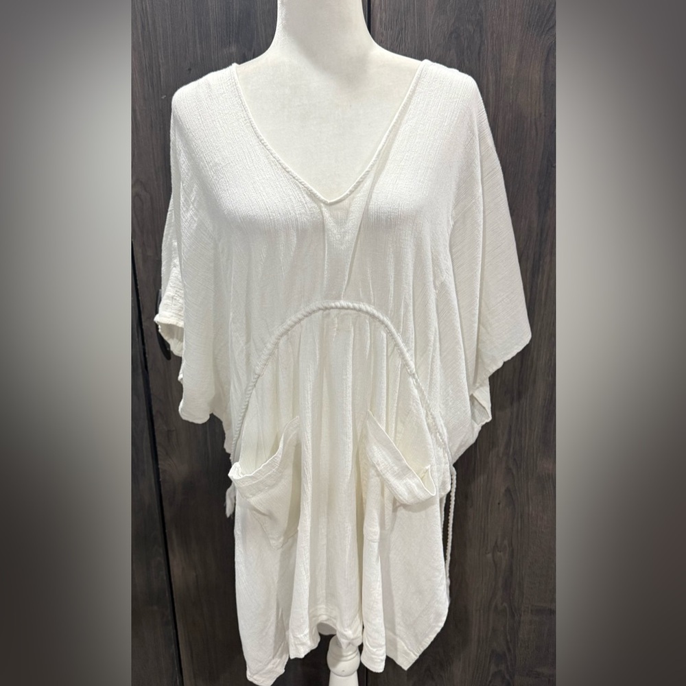 free people white tunic cover up with pockets